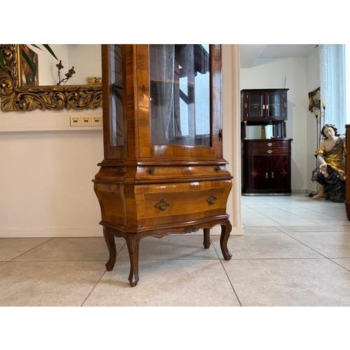 Baroque Style Inlaid Walnut Display Cabinet For Sale - Image 9 of 11