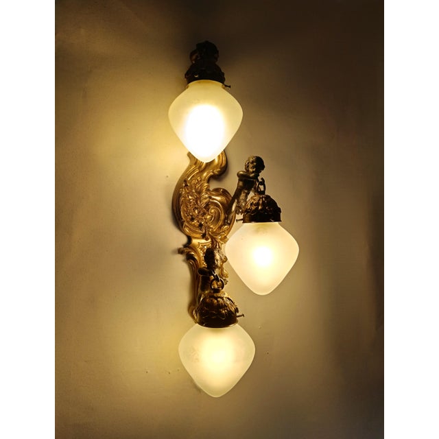 Metal Large Vintage Napoleon III Style Wall Light, 1950s For Sale - Image 7 of 17
