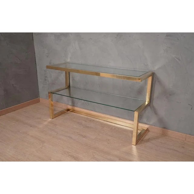 Mid-Century Italian Brass and Glass Console Table, 1970s For Sale - Image 11 of 12