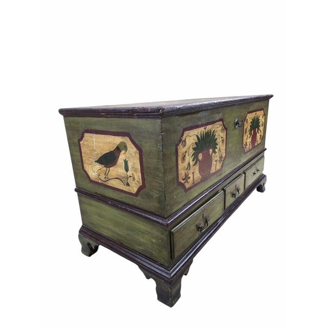 Antique Pennsylvania Dutch Folk Art Painted Blanket Chest / Hope Chest Dated 1786 For Sale - Image 9 of 9