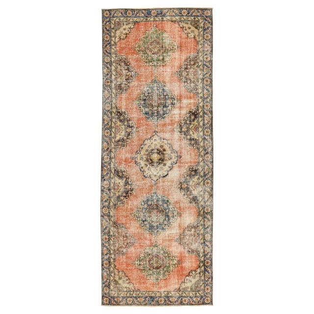 Textile Mid 20th Century Distressed Vintage Turkish Area Rug For Sale - Image 7 of 7