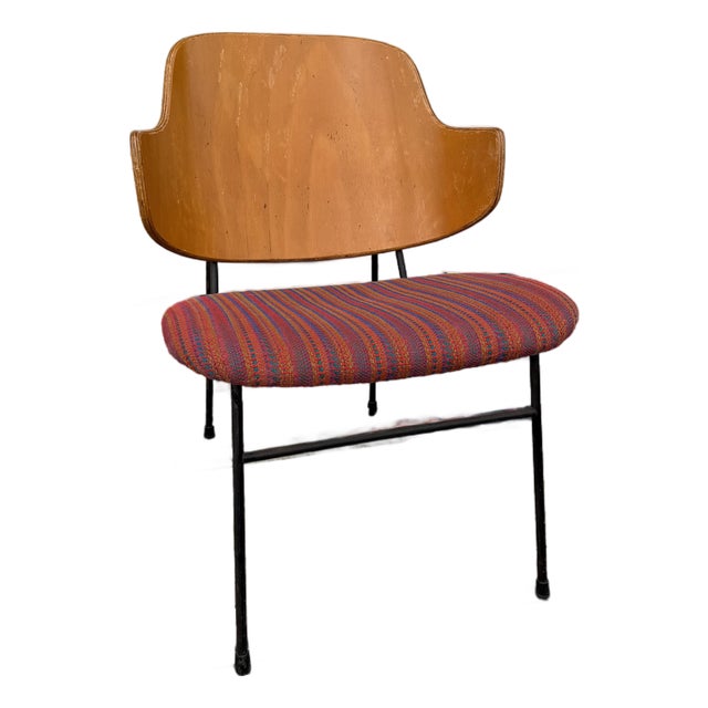 A Vintage Mid Century Danish Kofod Larsen Wrought Iron Penguin Lounge Chair, 1950’s For Sale