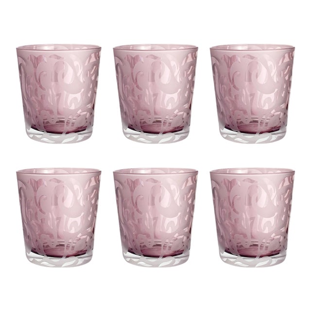Michael Weems Old Fashioned Tumbler Purple Glasses - Set of 6 For Sale
