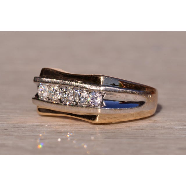 1980s The 103rd Street: Gentleman's Two Tone Diamond Ring For Sale - Image 5 of 11