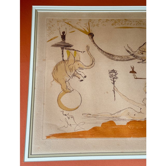 Surrealism Mid 20th Century Elephants Le Cirque Lithograph Etching by Salvador Dali Pencil Signed For Sale - Image 3 of 9