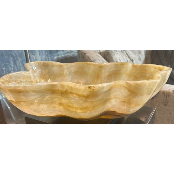Mid-Century Modern 2020s Polished Caramel Onyx Bowl - One of a Kind For Sale - Image 3 of 5