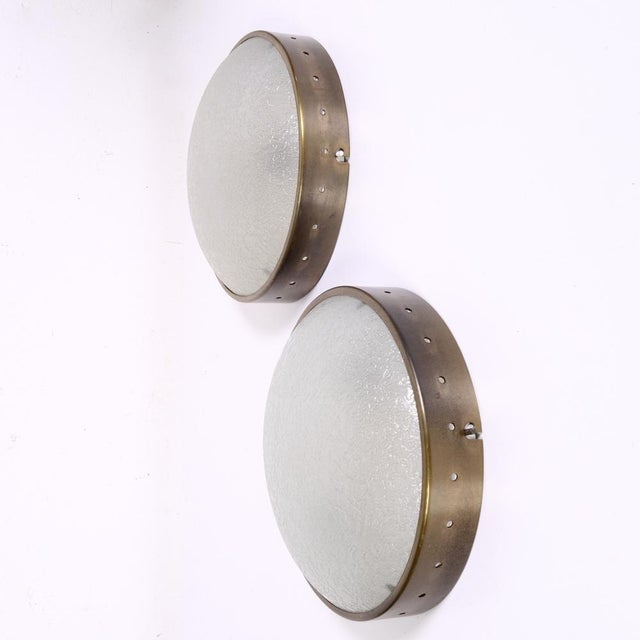 Vintage Glass and Metal Wall Lamps, 1940s, Set of 2 For Sale - Image 9 of 18