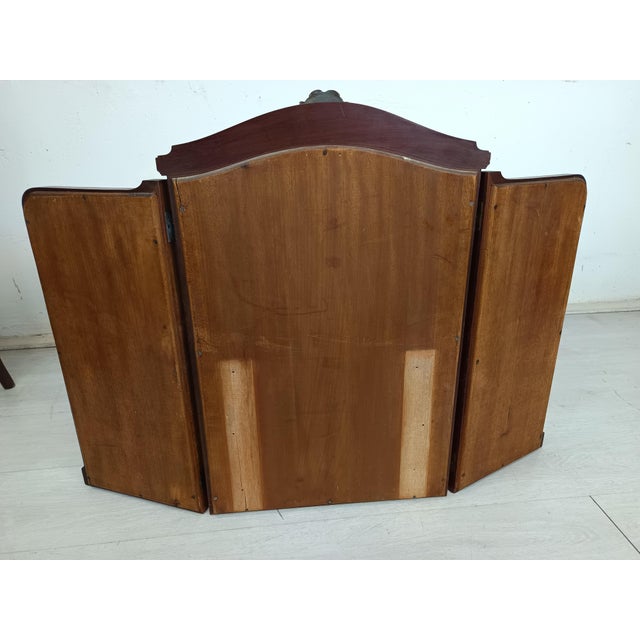 Antique Walnut Triptych Mirror For Sale - Image 13 of 15