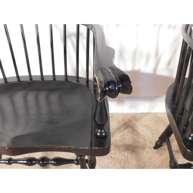 Wood Massive Pair Vintage D R Dimes Style Painted Comback Windsor Arm Chairs For Sale - Image 7 of 15