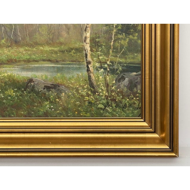 Mid 20th Century Forest Landscape in Scandinavia with Silver Birch Trees by Danish Artist 1945 Circa For Sale - Image 5 of 16