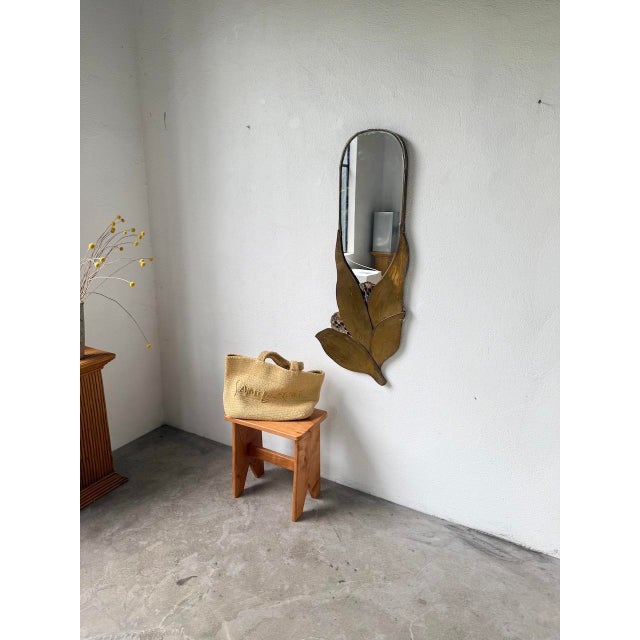 Oval Brass Flower Mirror, 1960s For Sale - Image 4 of 18