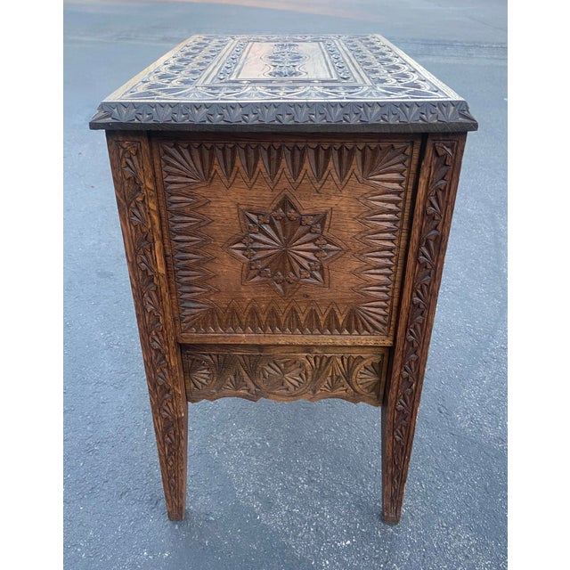 Hand-Carved Antique Marriage Chest For Sale - Image 13 of 15