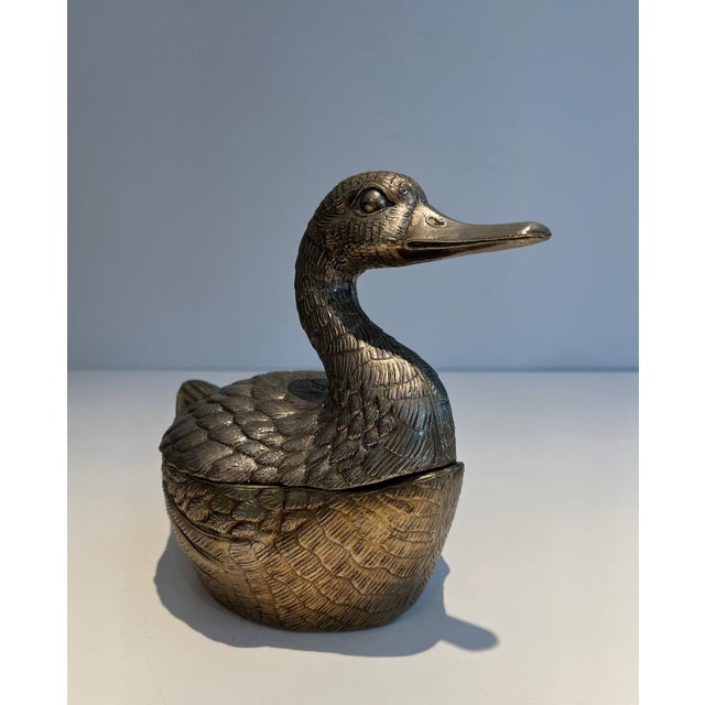 1970s 1970s Silver-plated ice bucket depicting a duck by Mauro Manetti For Sale - Image 5 of 12