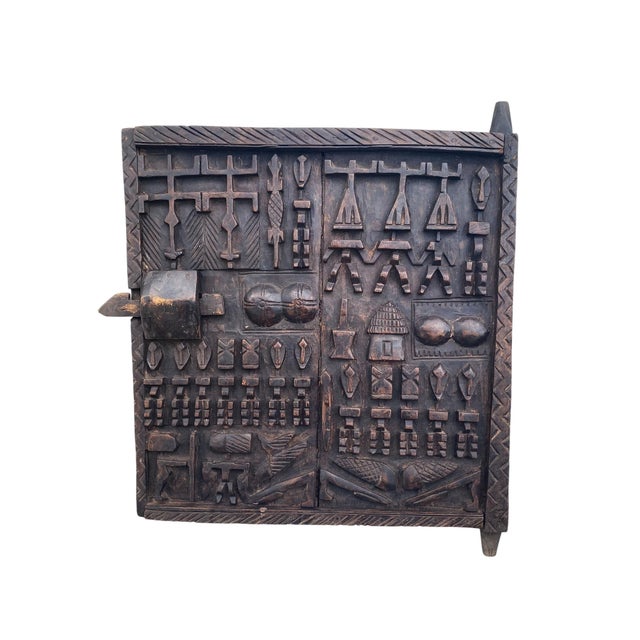 Vintage Granary Dogon Door W/Nomoo Ancestors Mali African 25" H For Sale - Image 4 of 8