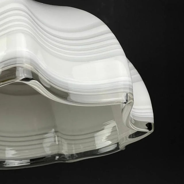 Mid-Century Modern Vintage Italian Pendant Lamp in Swirl Murano Glass, 1970s For Sale - Image 3 of 13