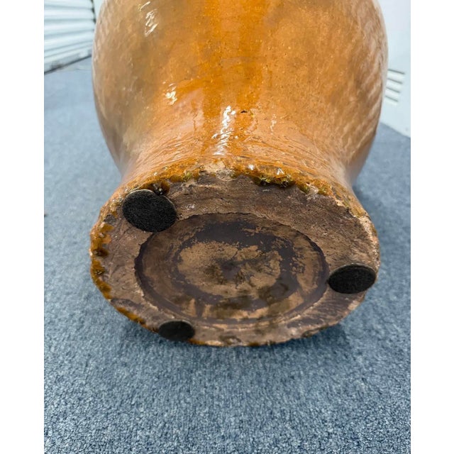Vintage Oversized Handcrafted Glazed Martaban-Style Floor Vase For Sale - Image 9 of 11
