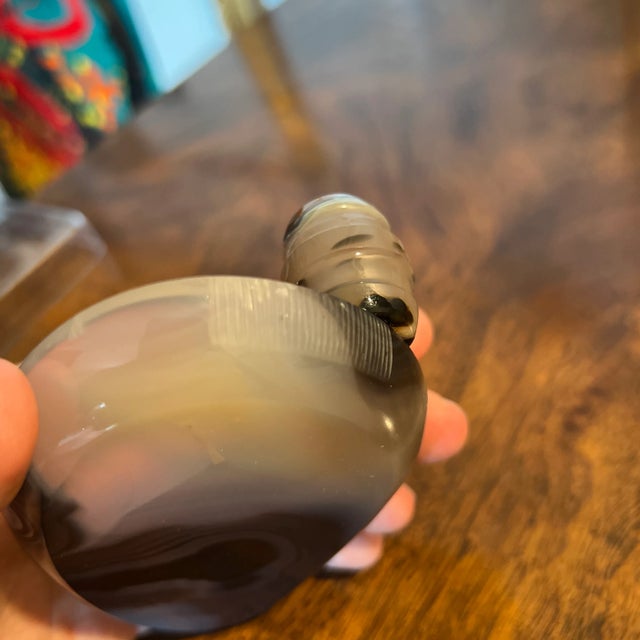 Stone Antique Black Agate Pekingese Dog Mounted Ashtray / Match Strike Possibly Russian For Sale - Image 7 of 9