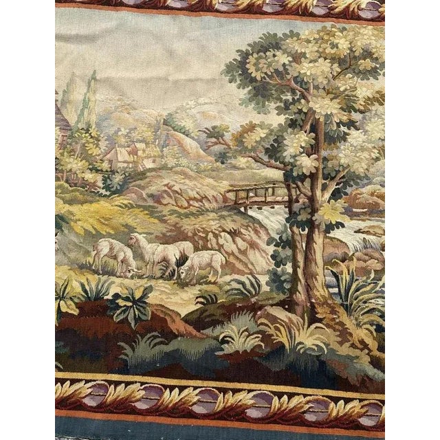 Mid-Century Modern French Handwoven The Village Tapestry from Aubusson, 1920s For Sale - Image 3 of 18