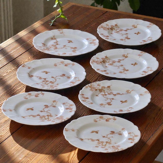 Magnificent set of 7 Limoges porcelain dessert plates stamped Charles Field Haviland, Limoges, France. Charles Field...