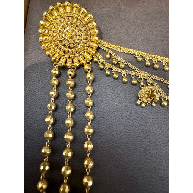 Vintage 22K Gold Drop Earrings with 'Attached' Champasaralu / Ear Chains, 72 GM For Sale - Image 13 of 18