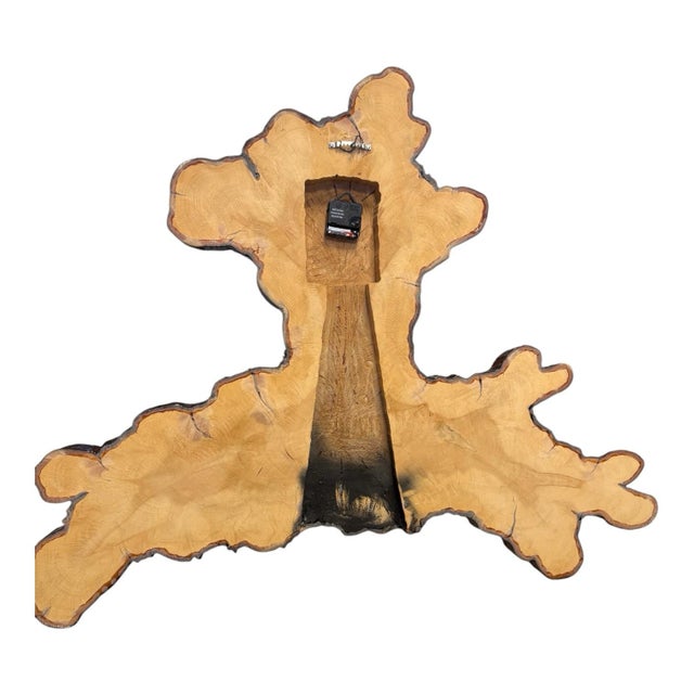 Mid 20th Century Vintage Sculptural Live-Edge Wood Wall Clock With Organic Tree Form For Sale - Image 5 of 11