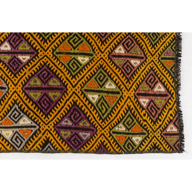 Handwoven Apricot Colour Vintage Kilim Runner For Sale - Image 9 of 10