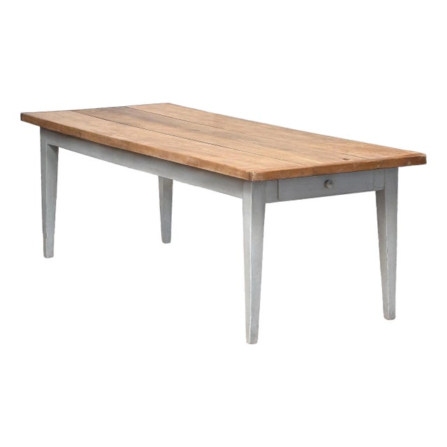 Large French Rectangular Farmhouse Table on Painted Frame For Sale