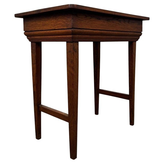 Antique Early 20th Century English Edwardian Oak Side Table For Sale - Image 6 of 10