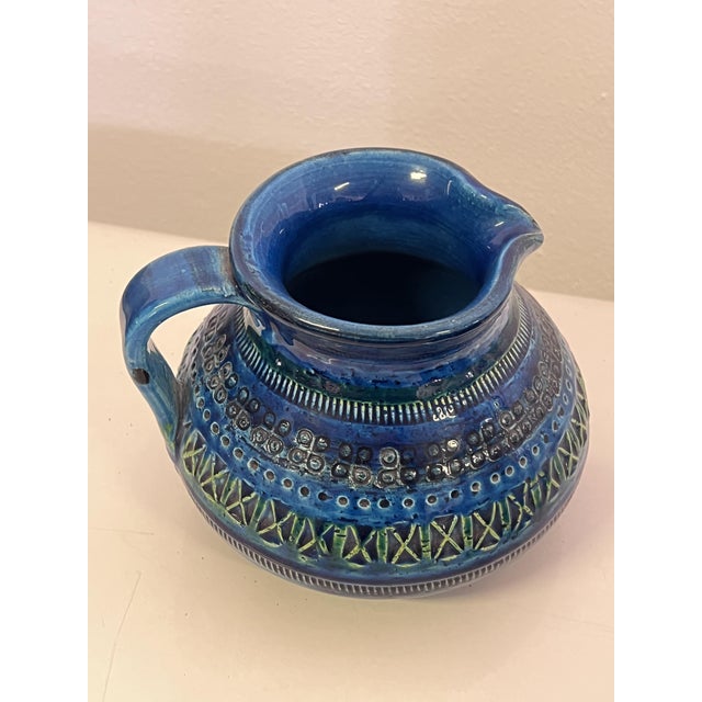 Blue Ceramic Jug by Aldo Londi for Bitossi, 1970s, in Very Good conditions. Designed 1970 to 1979 I have official proof of...