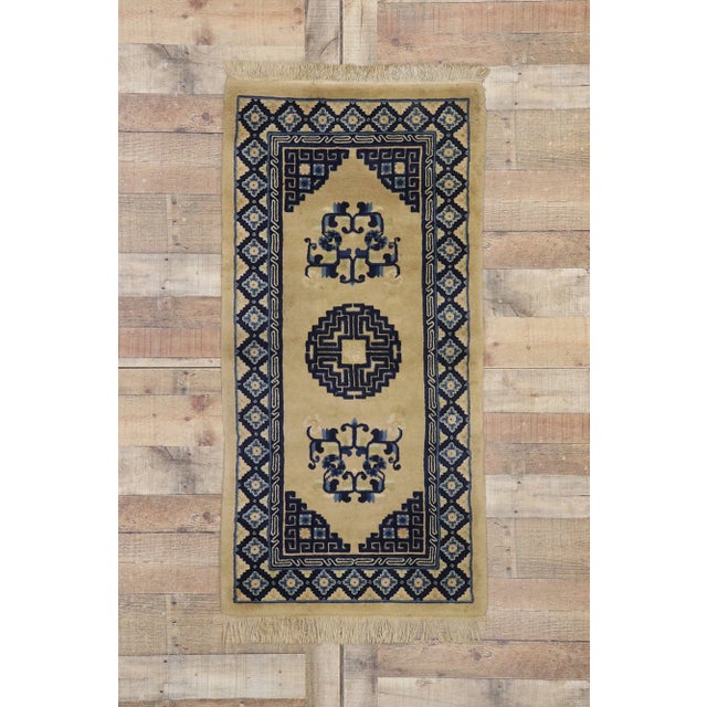 Tan Antique Chinese Baotou Rug With Art Deco Style, 2'4 X 4'8 For Sale - Image 8 of 9