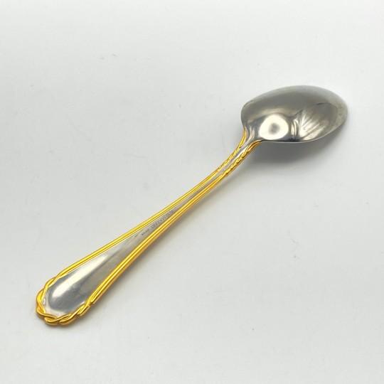 Silver Yamazaki "Tasha" Gold Accent Stainless Flatware Set - 81 Pieces (Service for 16 With Storage Case) Vintage 1990's For Sale - Image 8 of 18