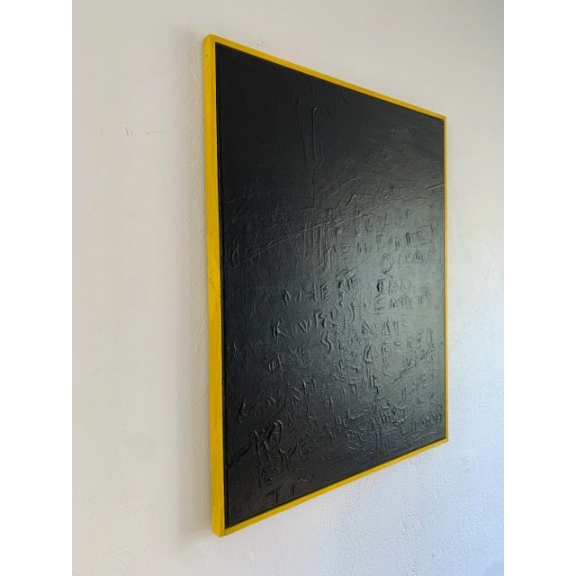 Original acrylic on canvas. The painting features a layered and textured composition covered in deep black. The painting...