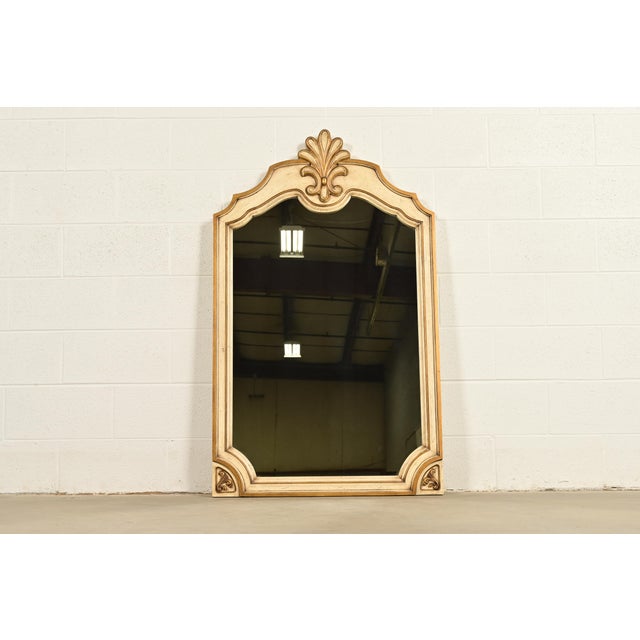 Romweber Hollywood Regency French Rococo Louis XV Cream Lacquered and Gold Gilt Wall Mirror, Circa 1960s For Sale - Image 11 of 11