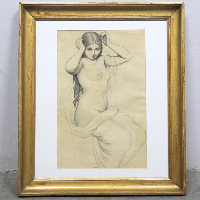Nude, 20th Century, Grease Pencil on Paper, Framed For Sale - Image 3 of 3