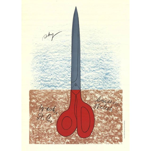 Pop Art 1968 Claes Oldenburg 'Scissors as Monument (No text)' Pop Art Red,Gray,Brown USA Lithograph For Sale - Image 3 of 3