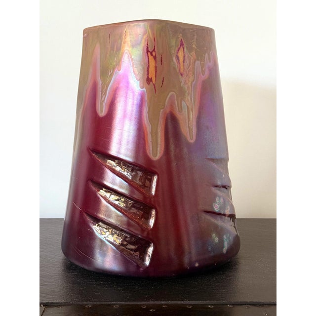 Large French Ceramic Vase with Iridescent Glaze by Clement Massier For Sale In Atlanta - Image 6 of 18