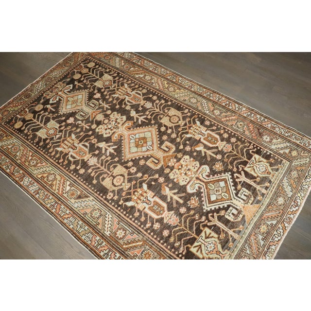 Early 20th Century Brown Persian Kurd Bakhtiari - 4'3" x 6'7" For Sale In New York - Image 6 of 9