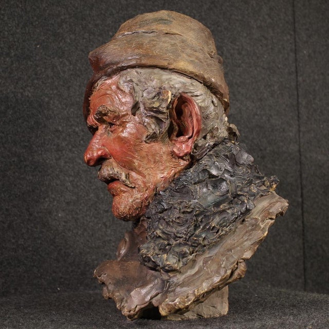 Italian Artist, Sculpture of a Fisherman, 20th Century, Terracotta For Sale - Image 8 of 13