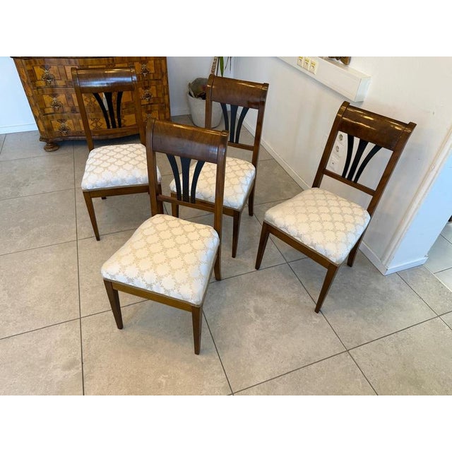 Brown Antique Biedermeier Armchairs in Walnut, Set of 4 For Sale - Image 8 of 11