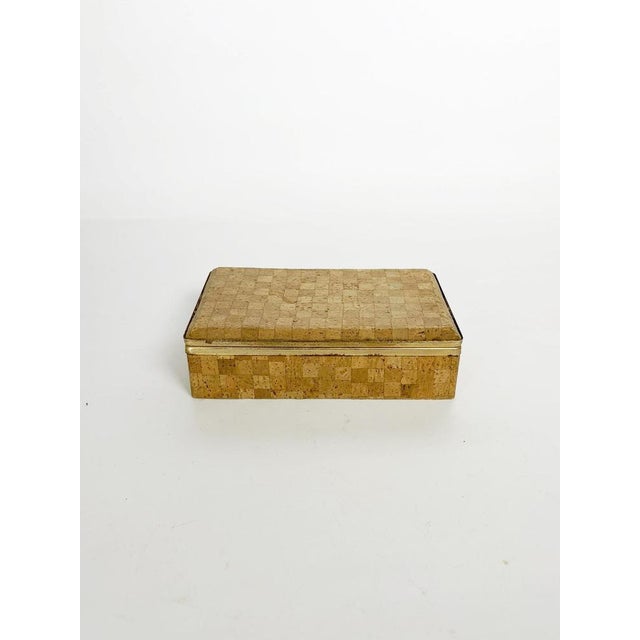 Cork-covered box, France, 1970s. Charming storage box covered in cork veneer forming an elegant geometric checkerboard...