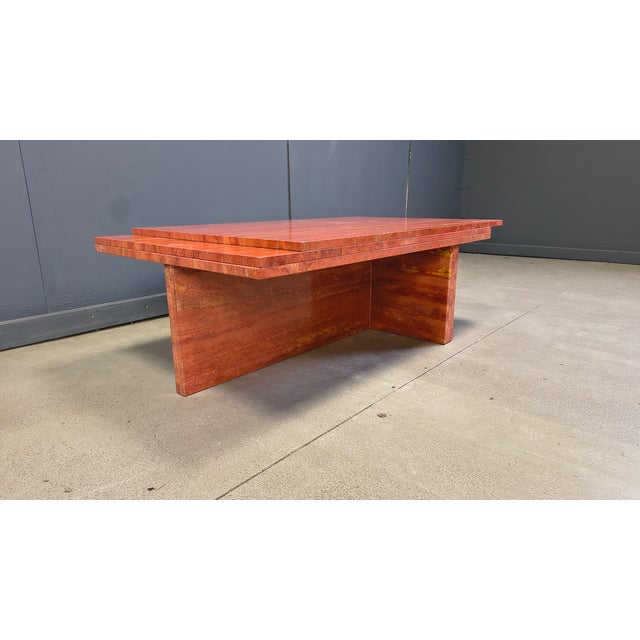 Red Travertine Coffee Table, 1970s For Sale - Image 6 of 13