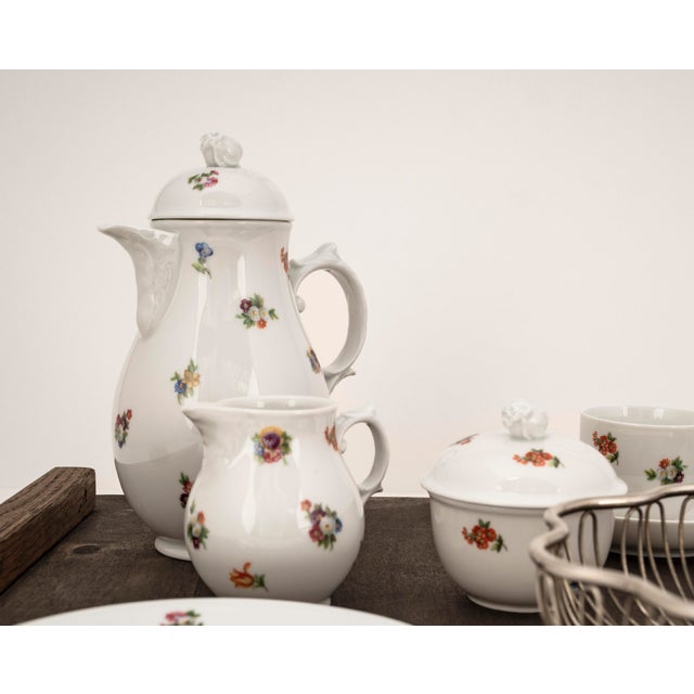 Biedermeier Tête-À-Tête for Two on Wooden Tray Streublume by Fürstenberg, 1950s, Set of 12 For Sale - Image 10 of 15