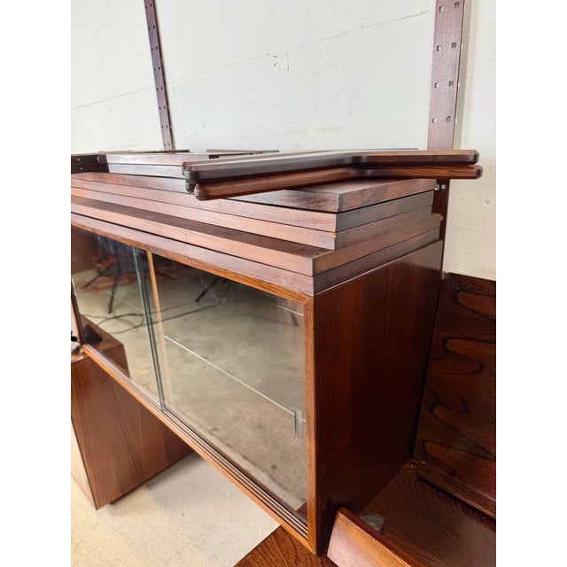 Vintage Rud Thygesen & Johnny Sørensen for Hg Furniture Brazilian Rosewood Hg Systemi Three-Bay Modular Wall Unit, Denmark 1960s For Sale - Image 16 of 18