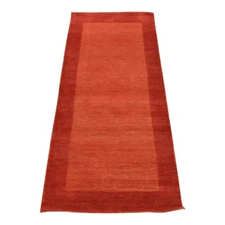 Gabbeh Runner 2’8” X 6′ Red Wool Contemporary Hand-Knotted Rug For Sale