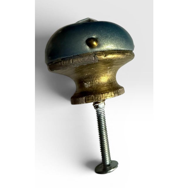 Set of Eight Hollywood Regency Metallic Wood Knobs With Iridescent Aurora Borealis Gems For Sale - Image 16 of 18