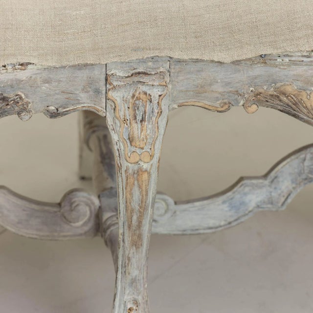 19th Century Swedish Rococo Settee or Sofa Bench in Original Paint For Sale - Image 11 of 12