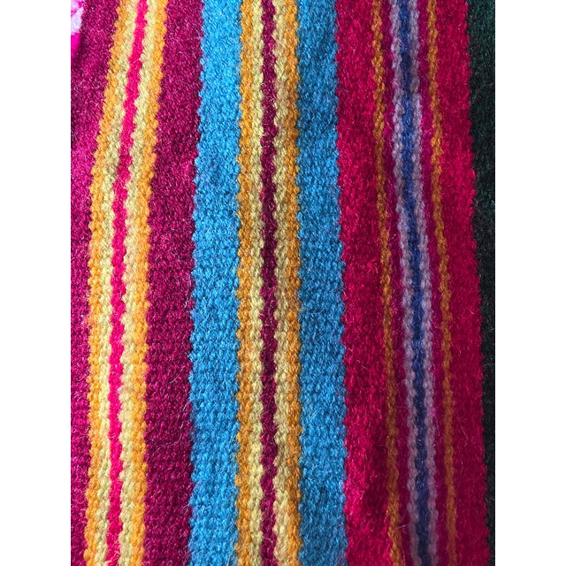 Antique Andean Folk Art Textile – Handwoven Geometric Pattern With Multicolor Fringe For Sale In Austin - Image 6 of 6