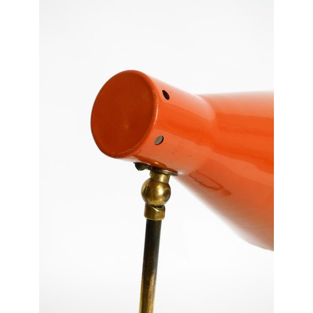 Large Mid-Century Modern Brass Table Lamp with Brick-Red Shade, 1950s For Sale - Image 18 of 18