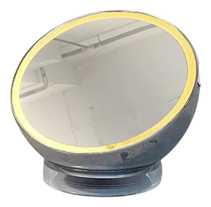 Mid-Century Italian Steel and Plastic Half Spherical Table Lamp & Mirror, 1970s