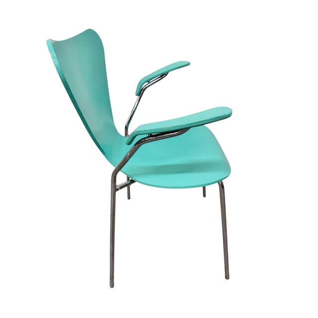 Italian Vintage Italian Modern Turquoise Arm Chair For Sale - Image 3 of 5